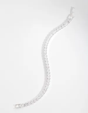 Silver Cubic Zirconia Baguette Tennis Bracelet
