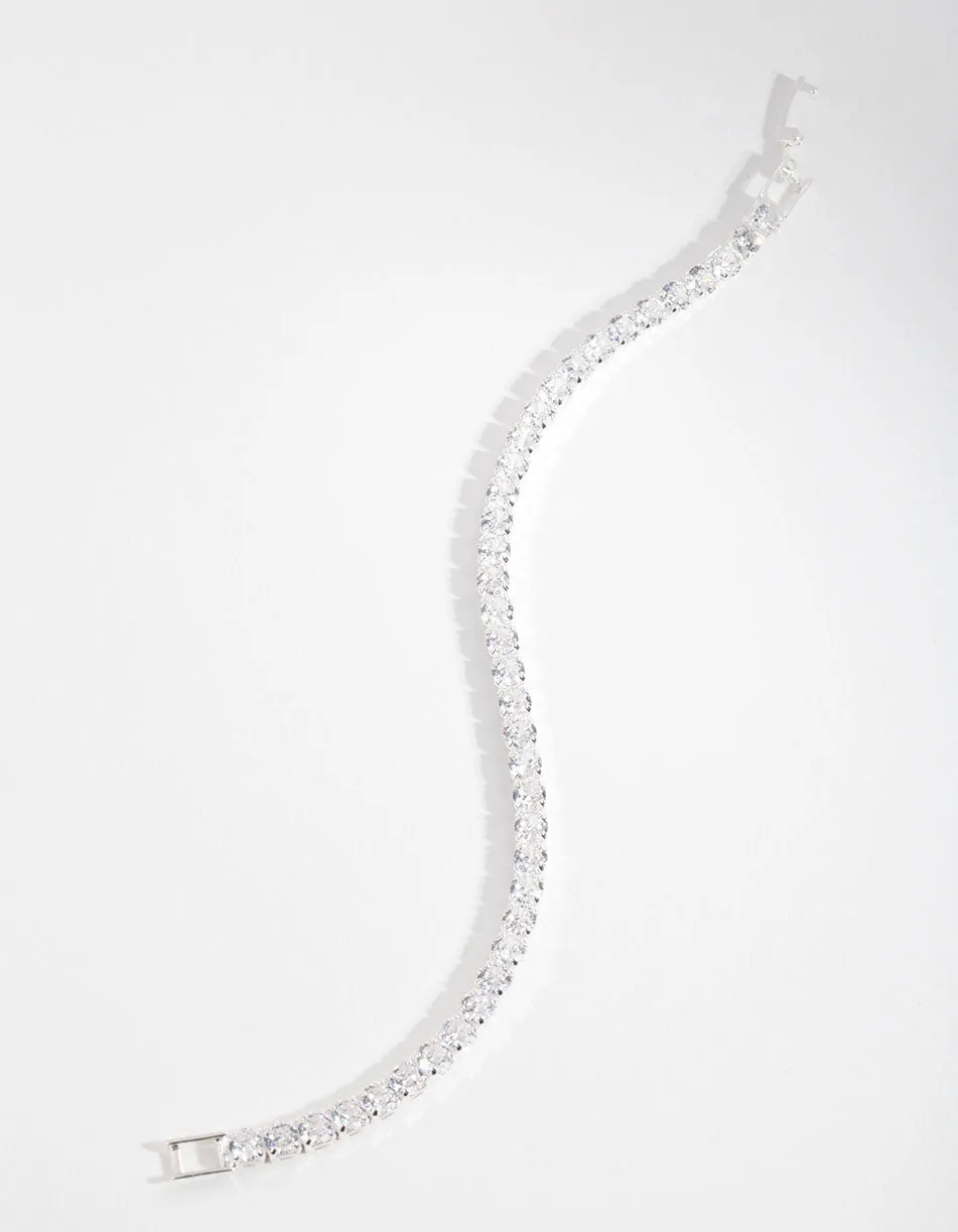 Silver Cubic Zirconia Baguette Tennis Bracelet