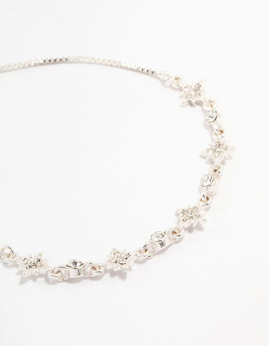 Silver Czech Bohemia Crystal Star Toggle Bracelet
