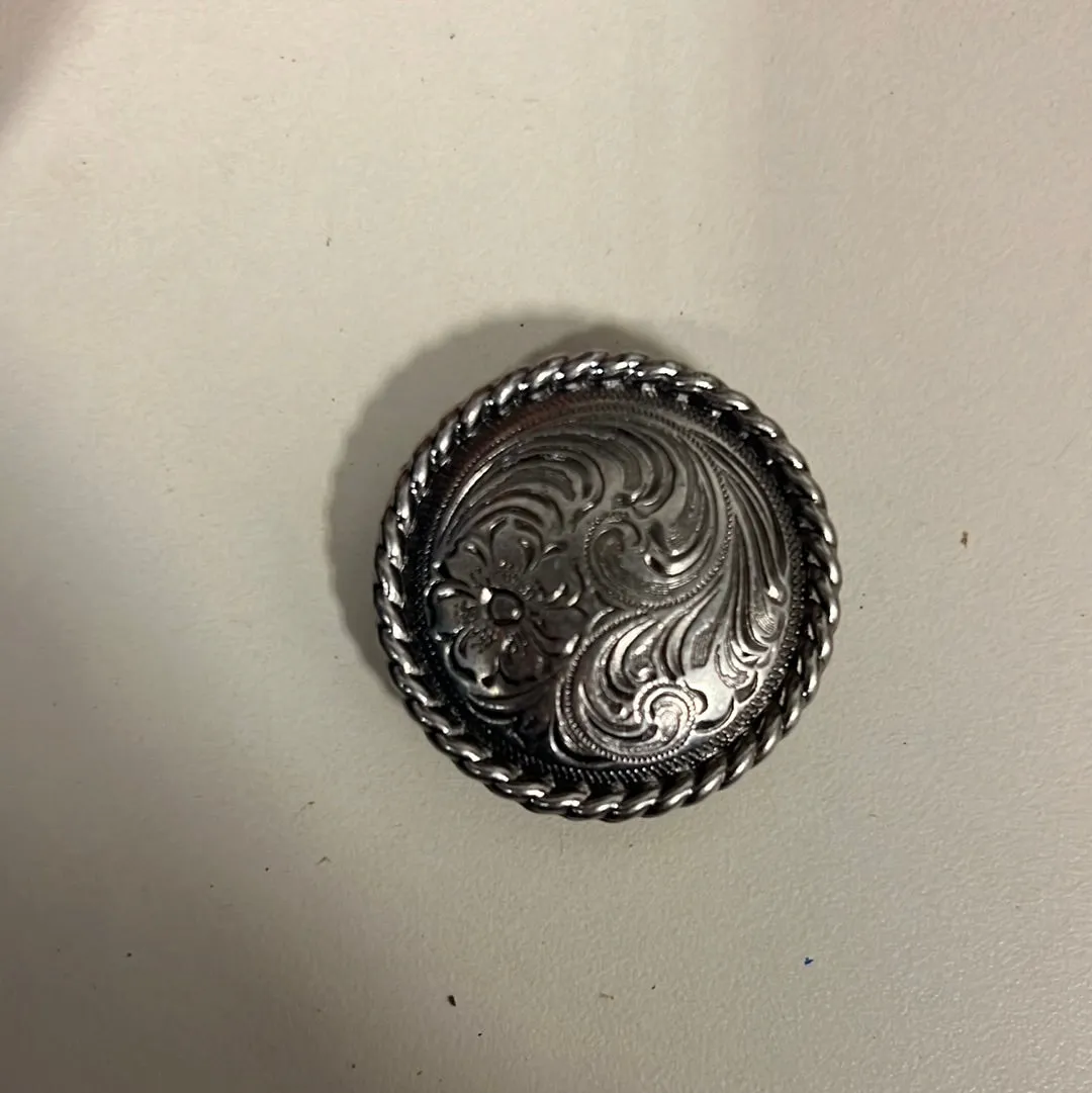 Silver engraved concho with Screw