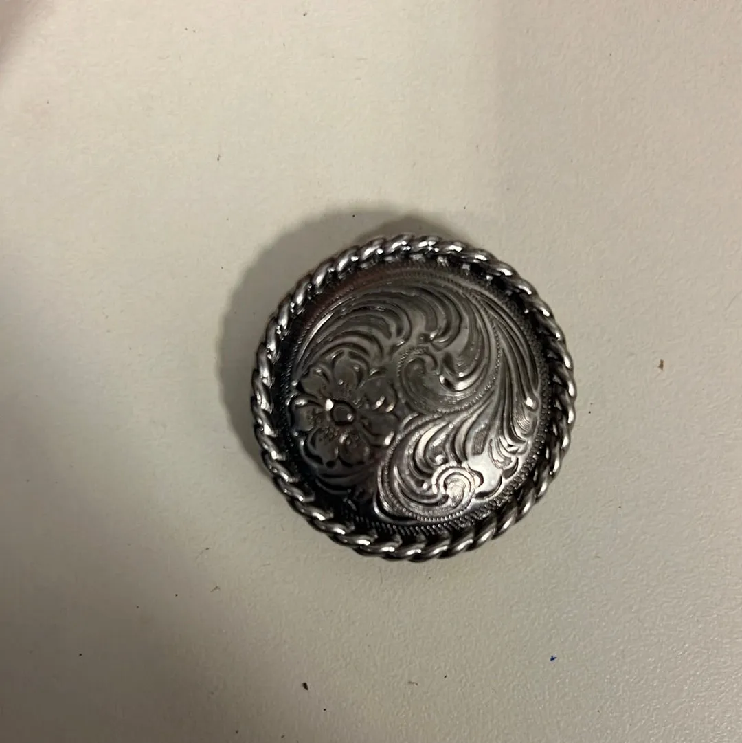 Silver engraved concho with Screw