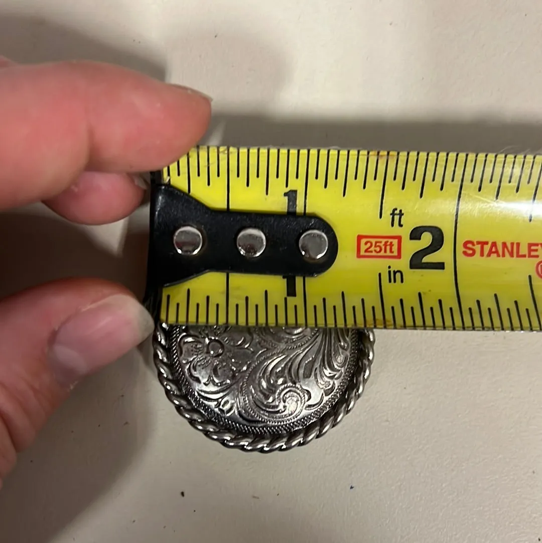 Silver engraved concho with Screw