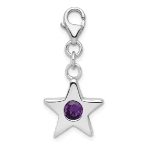 Silver February C.Z Birthstone Star Charm