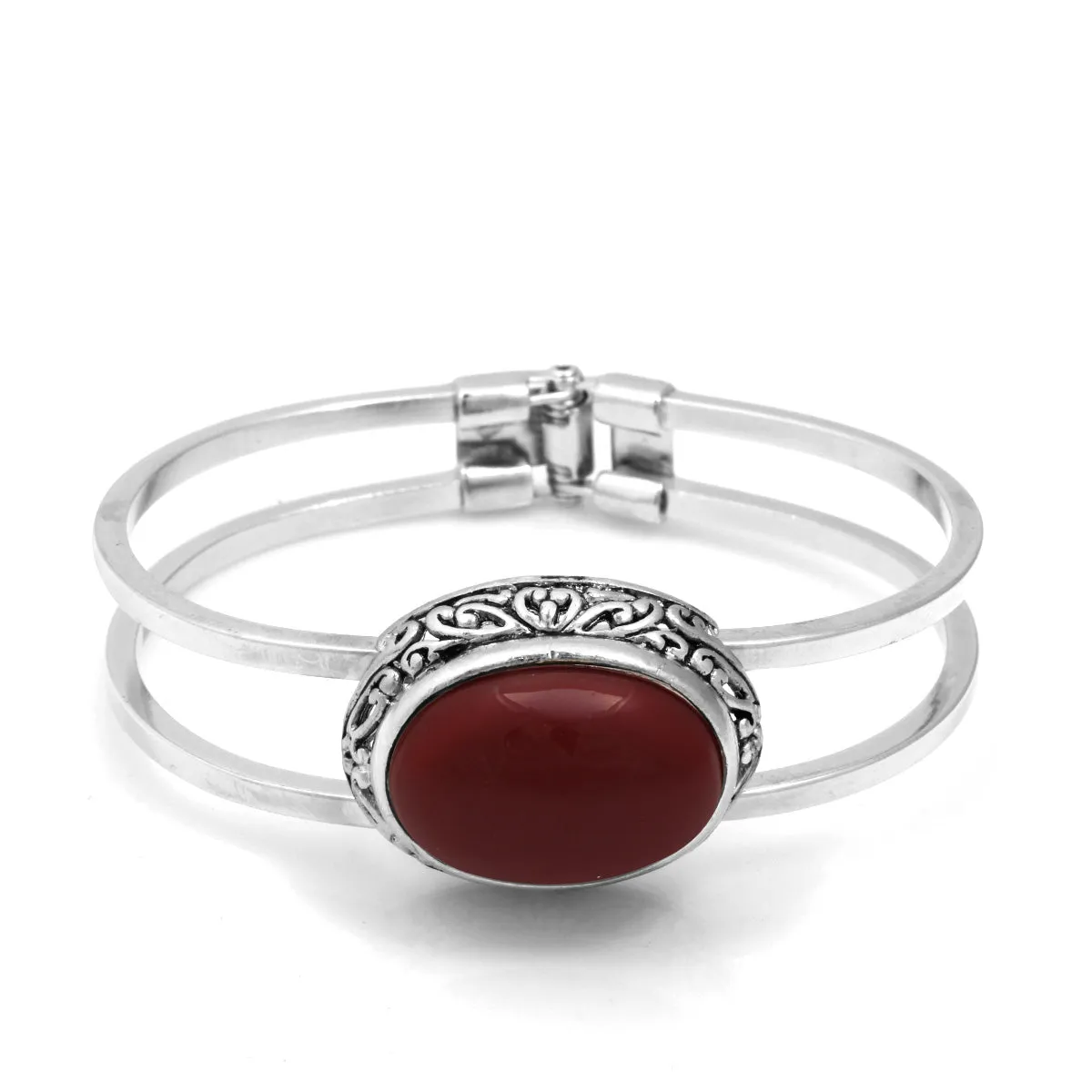 SILVER FILIGREE BURGUNDY BRACELET #FW-B4442G/SM (O line Top riser)