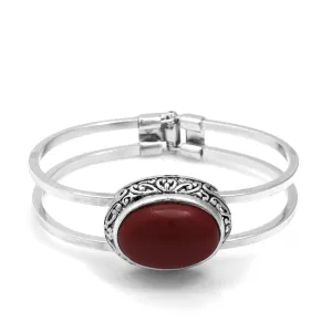 SILVER FILIGREE BURGUNDY BRACELET #FW-B4442G/SM (O line Top riser)