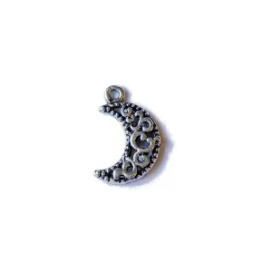 Silver Filigree Crescent Moon Charm