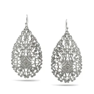 SILVER FILIGREE CRYSTAL TEARDROP EARRINGS #ADX6802387(XD23)