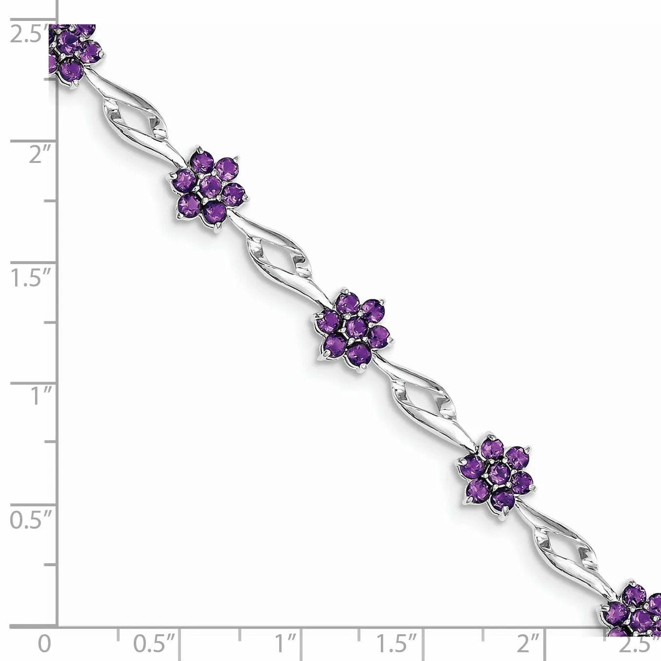 Silver Genuine Amethyst Gemstone Bracelet