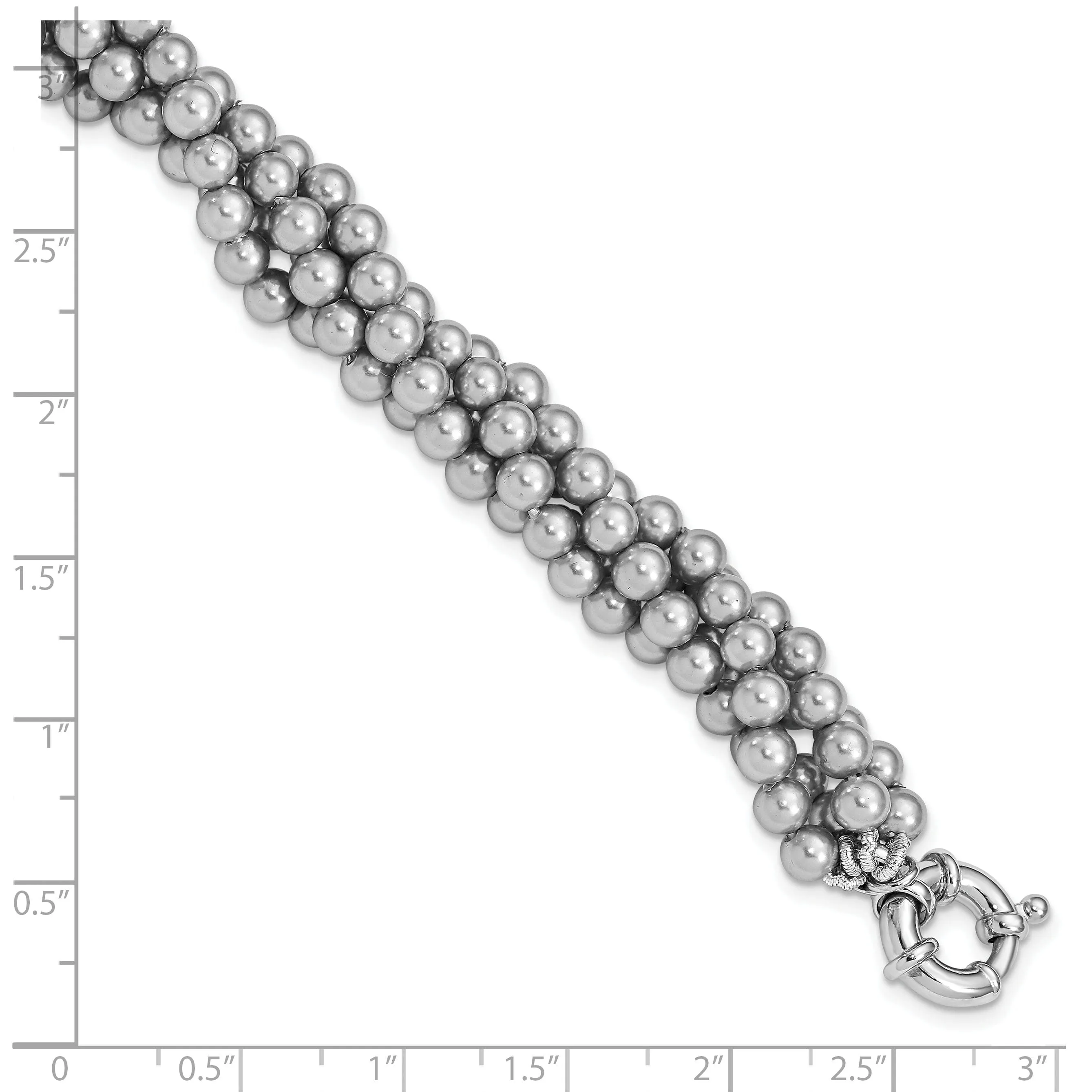Silver Majestik Grey Shell Pearl Bead Bracelet