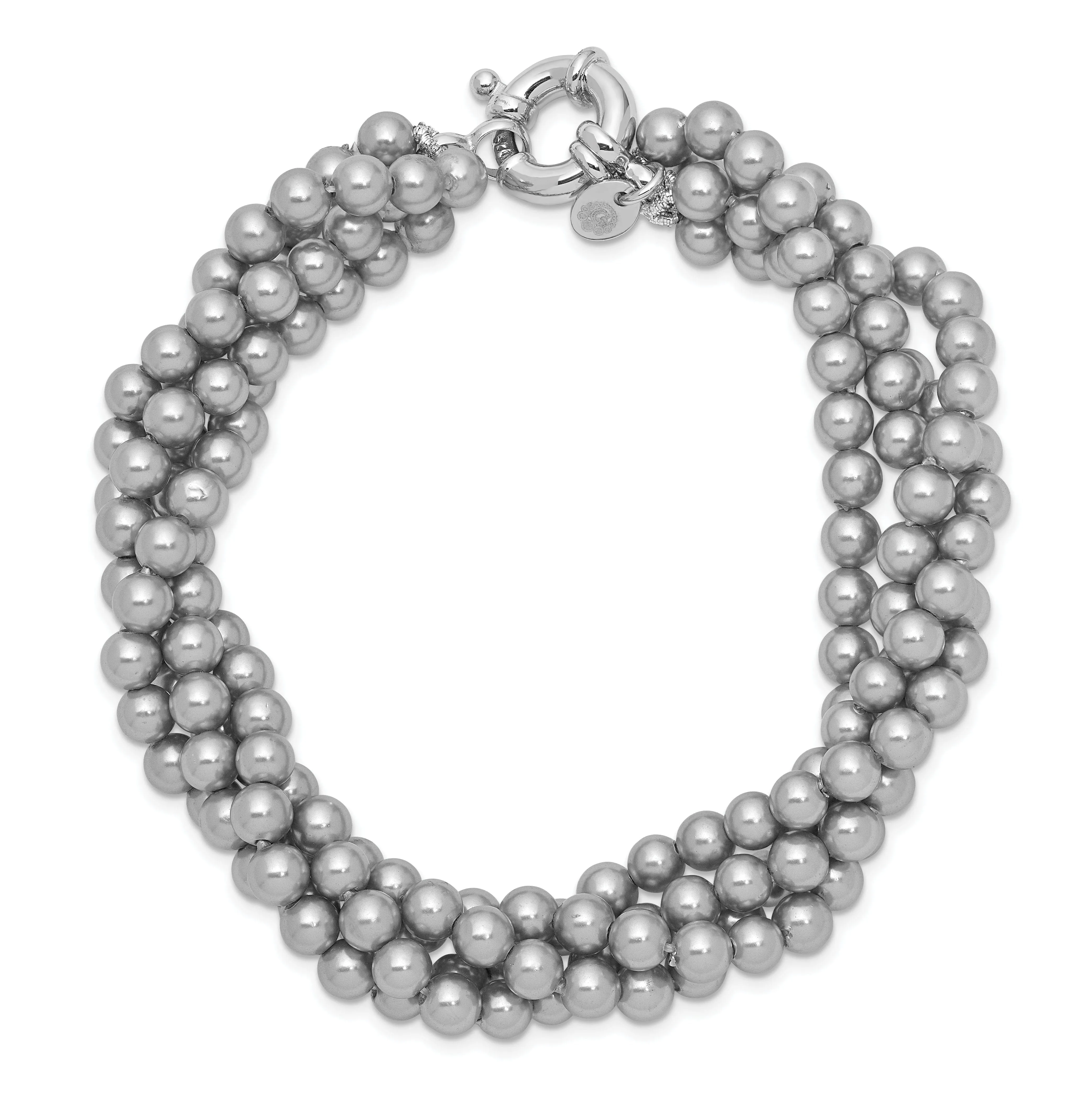 Silver Majestik Grey Shell Pearl Bead Bracelet
