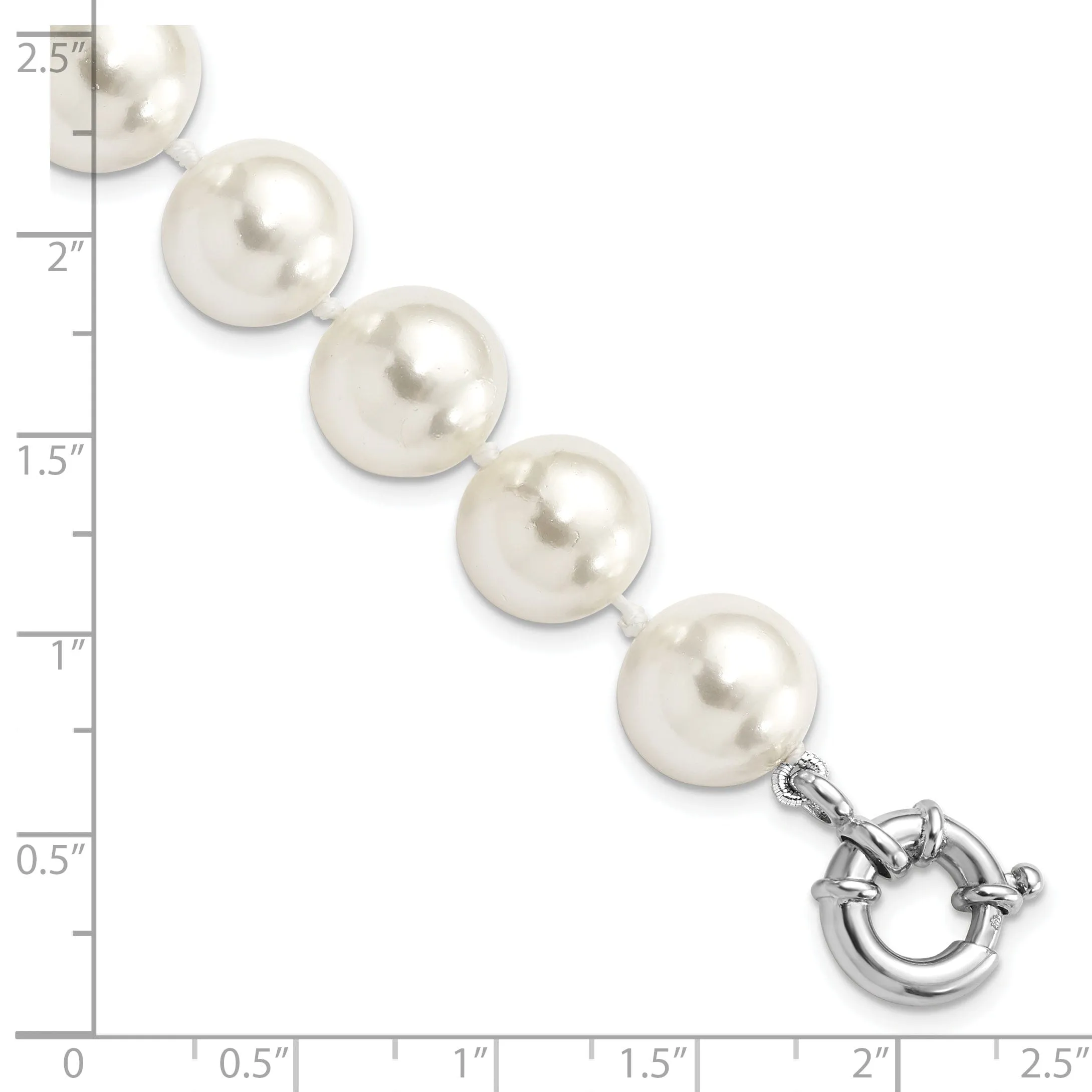 Silver Majestik White Shell Pearl Bead Bracelet