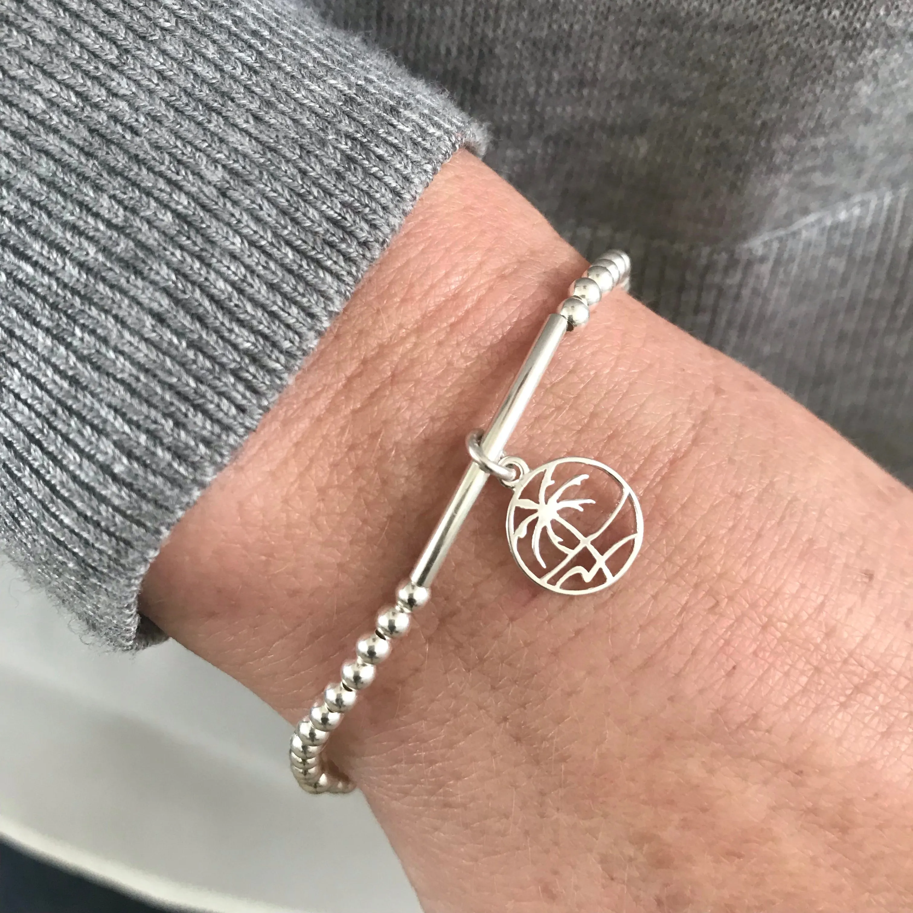 Silver Palm Tree Bracelet