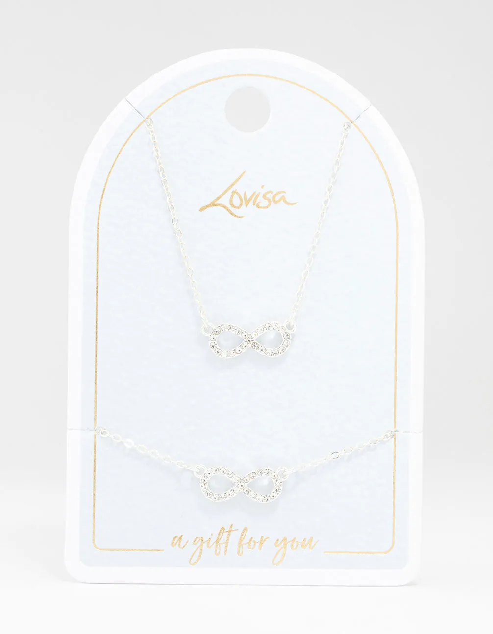 Silver Plated Infinity Necklace & Bracelet Set