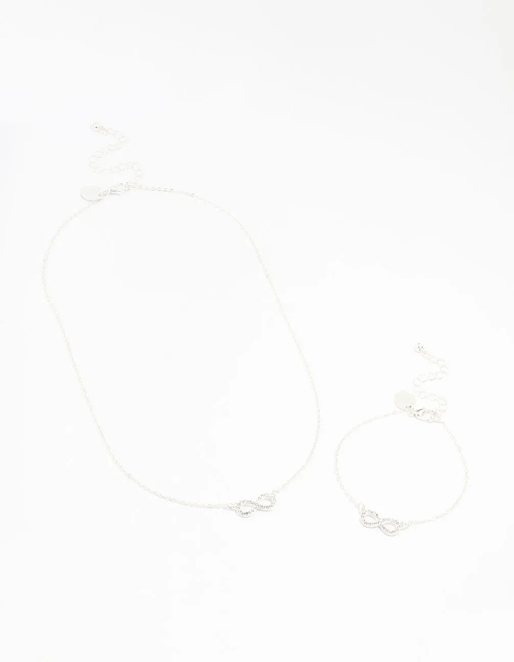 Silver Plated Infinity Necklace & Bracelet Set