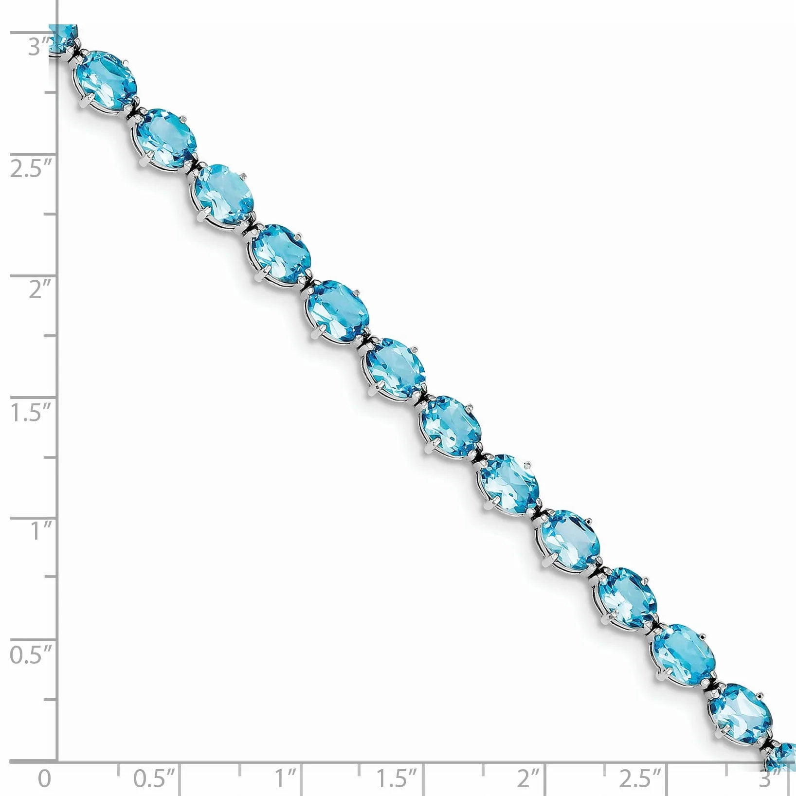 Silver Polished Blue Topaz Gemstone Bracelet
