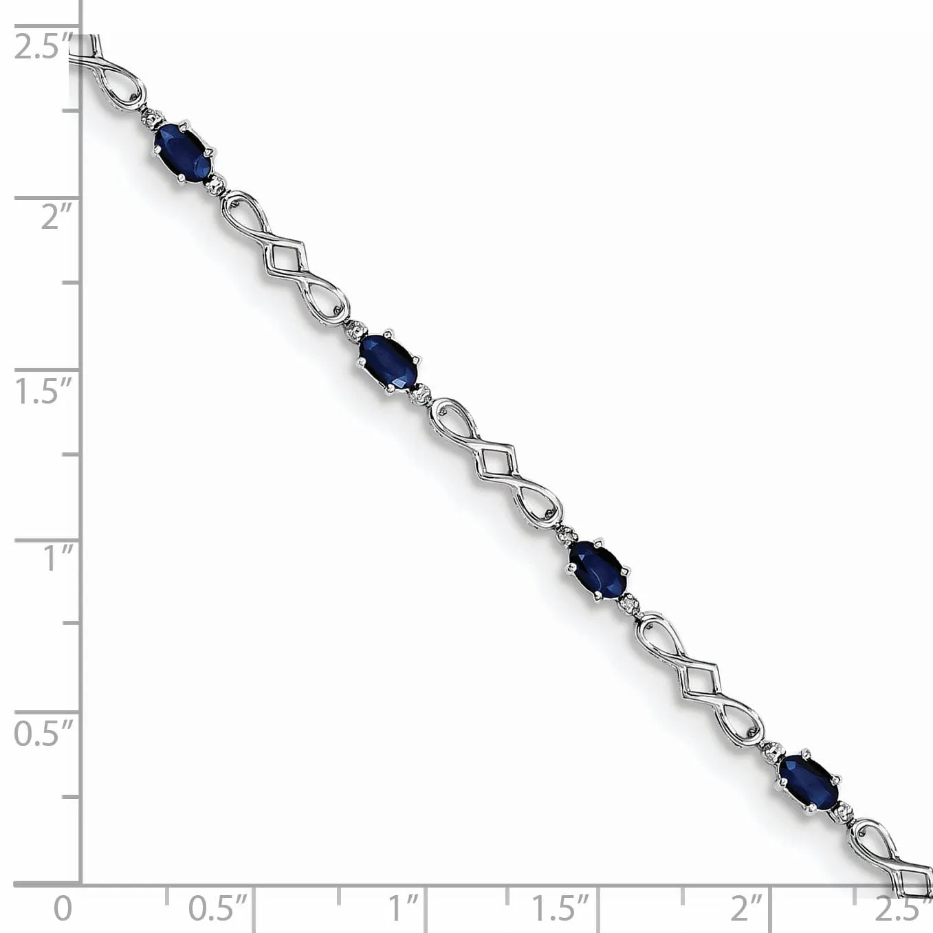 Silver Polished Sapphire Round Diamond Bracelet