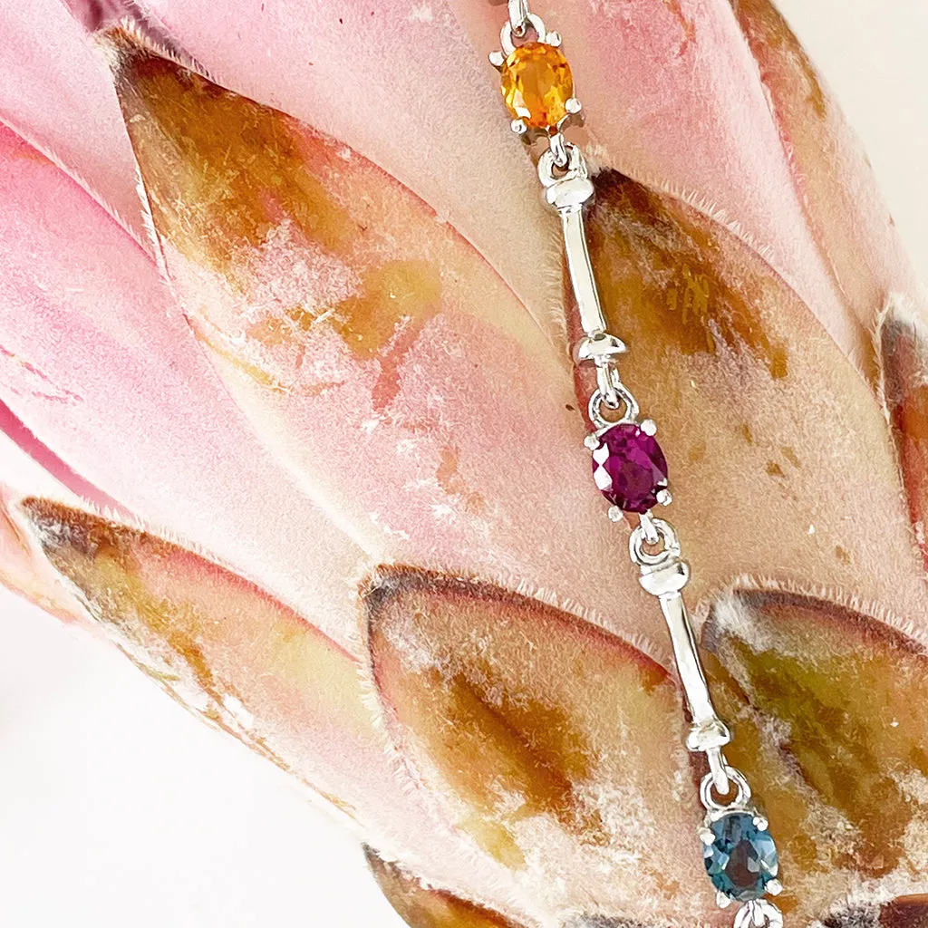 Silver Rainbow Bar Bracelet