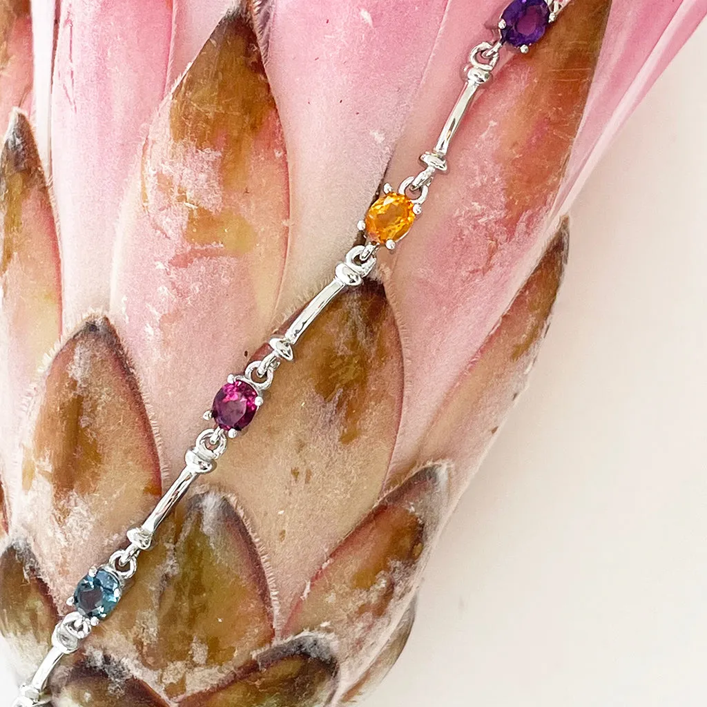 Silver Rainbow Bar Bracelet