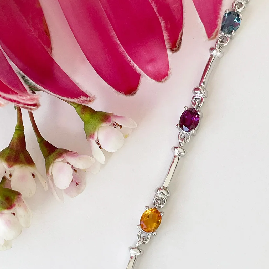Silver Rainbow Bar Bracelet