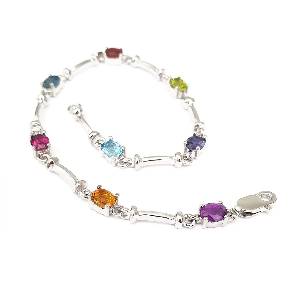 Silver Rainbow Bar Bracelet