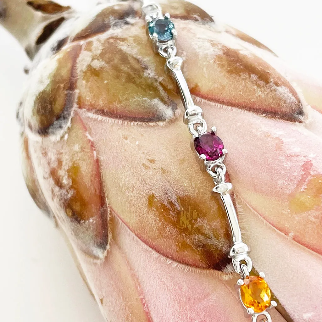 Silver Rainbow Bar Bracelet