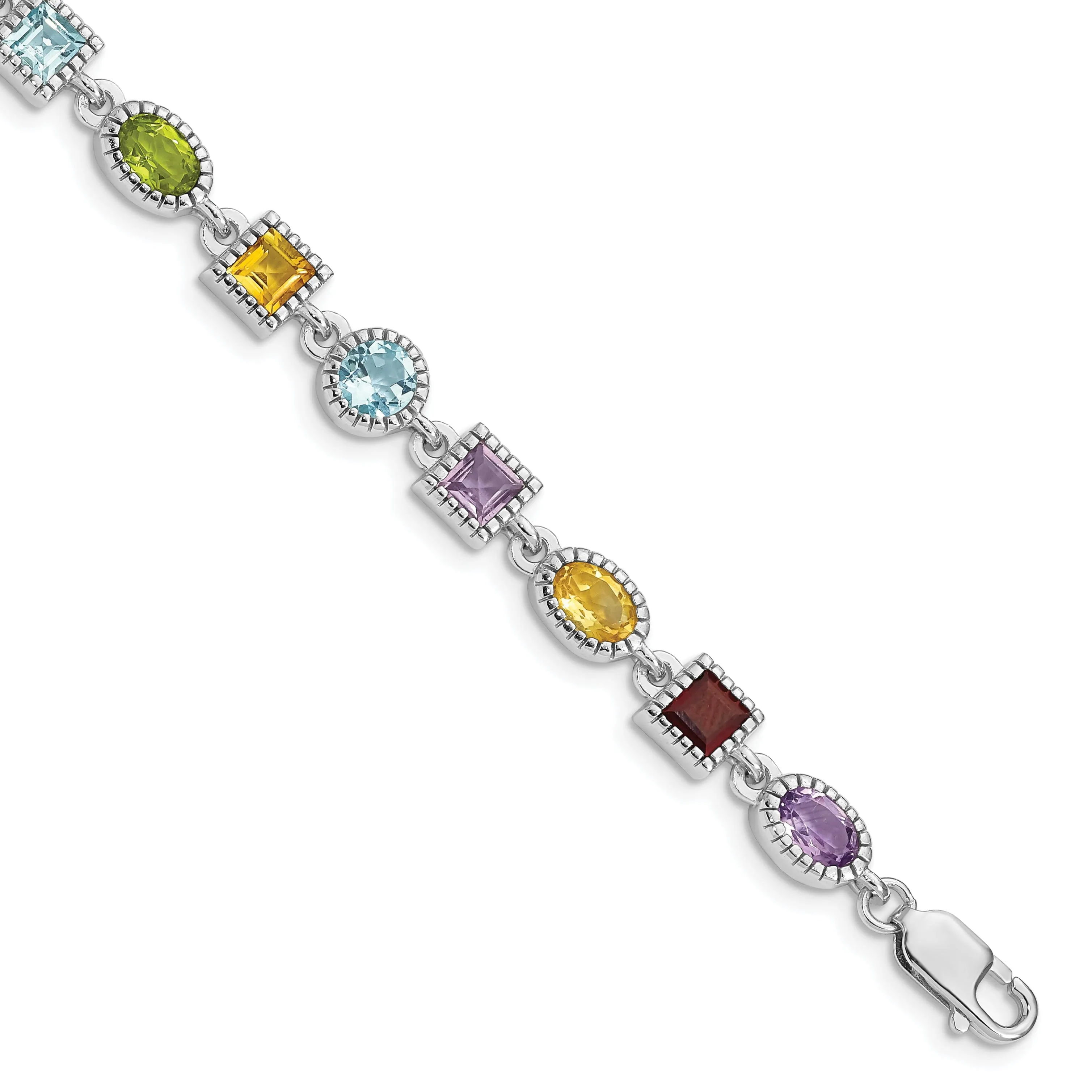 Silver Rainbow Semi Precious Stone Bracelet