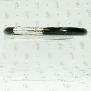 Small Black Lacquer Chinese Bangle with Silver Band