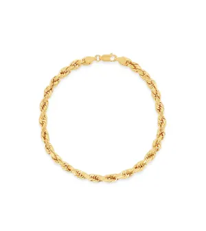 Solid 10k Gold Rope Chain Bracelet