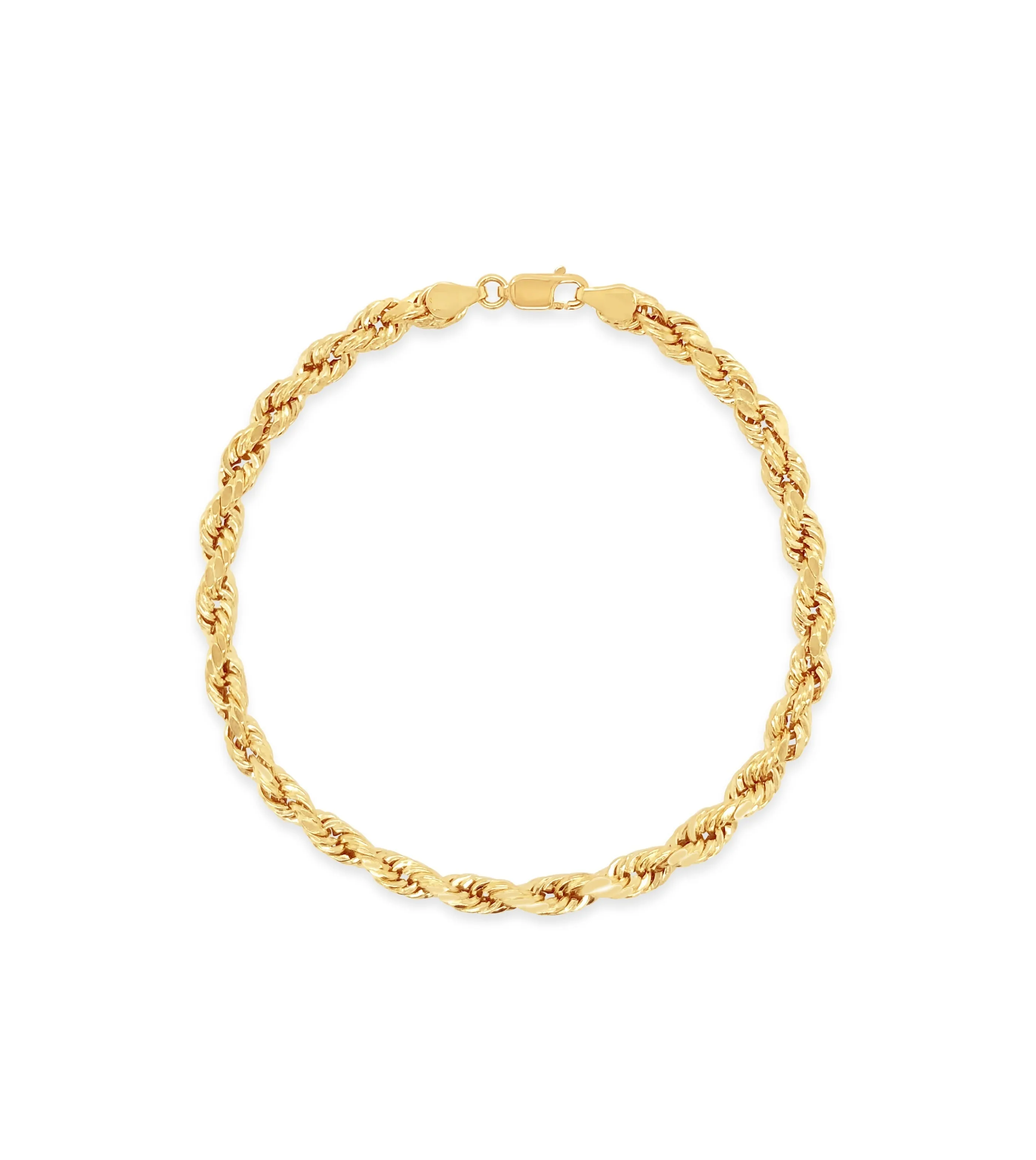 Solid 10k Gold Rope Chain Bracelet