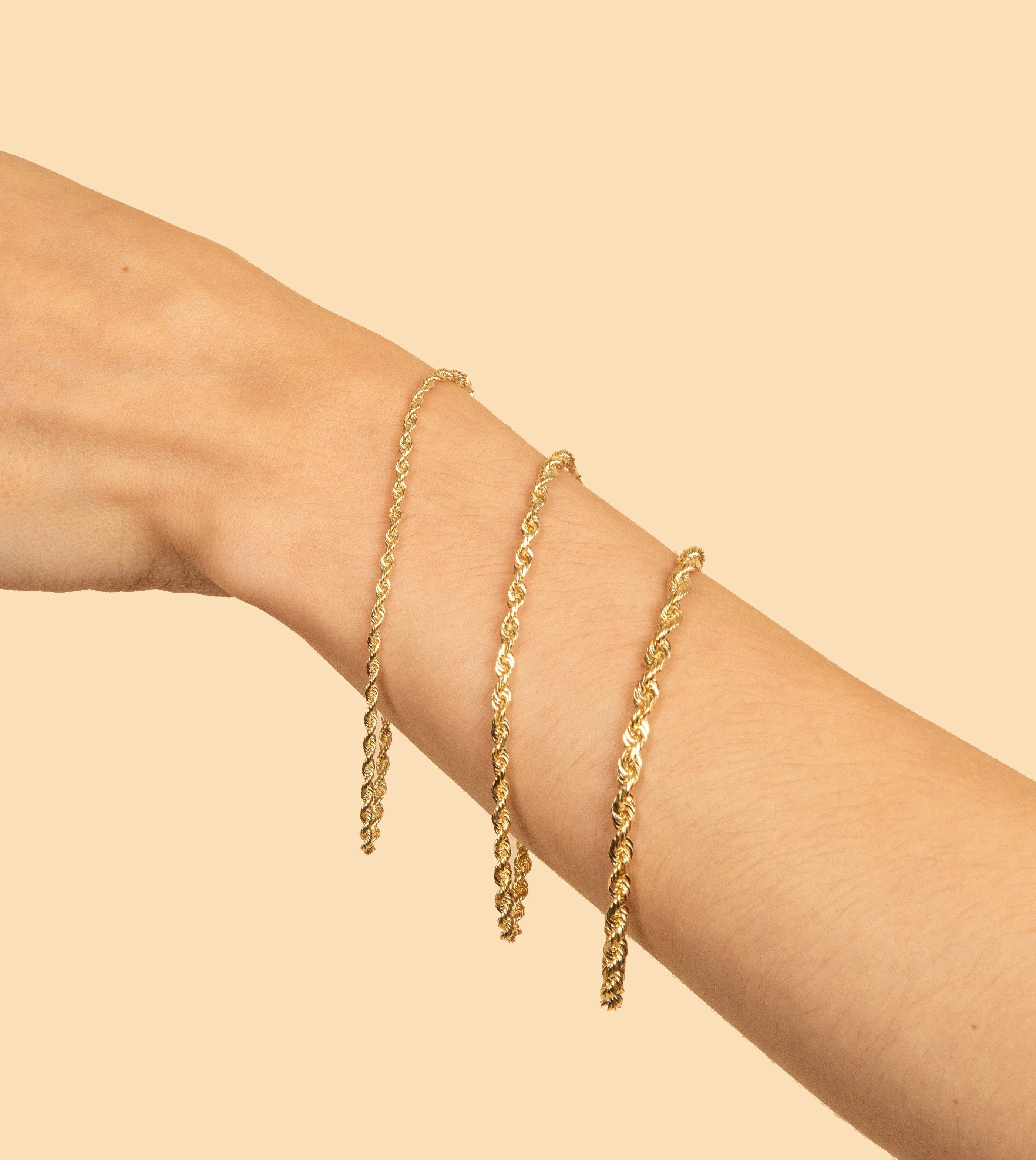 Solid 10k Gold Rope Chain Bracelet