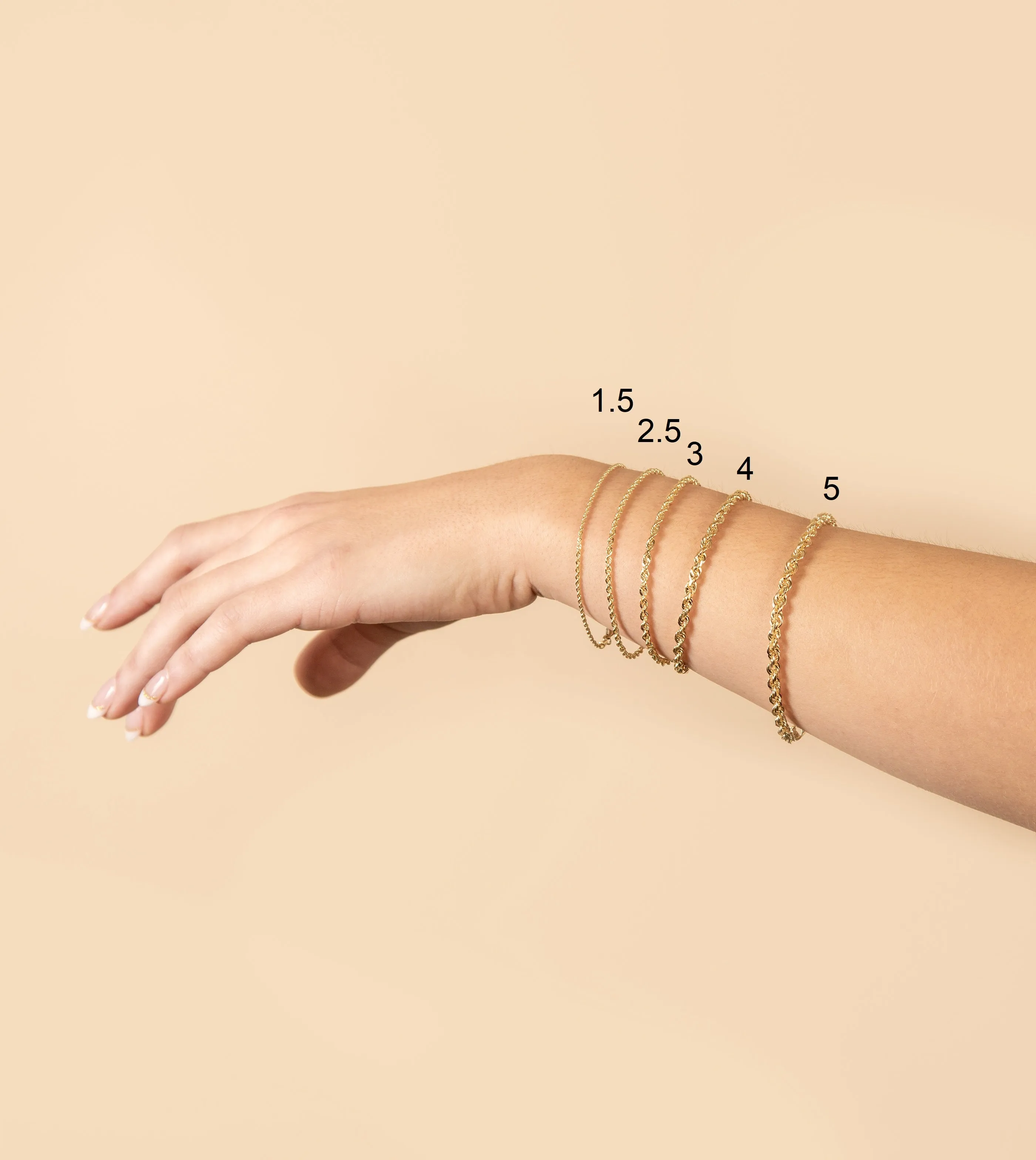 Solid 10k Gold Rope Chain Bracelet
