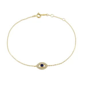 Solid 14K Gold Evil Eye CZ Bracelet