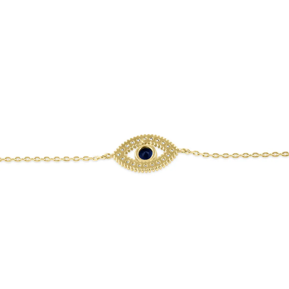 Solid 14K Gold Evil Eye CZ Bracelet