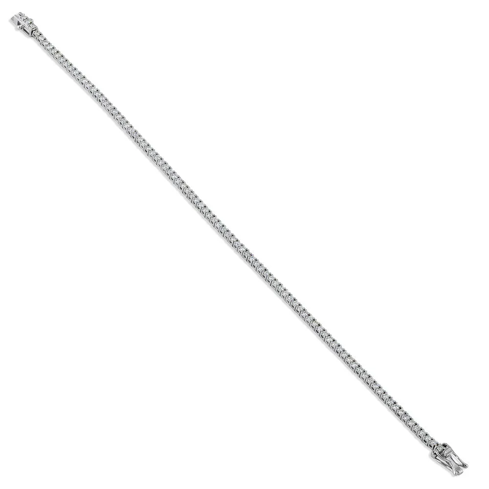 Solid 14k White Gold 1.5mm Diamond Bracelet