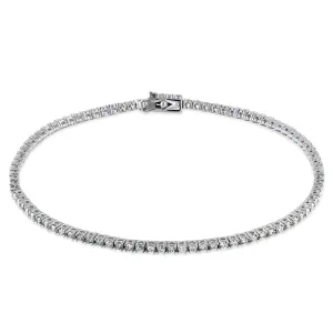 Solid 14k White Gold 1.5mm Diamond Bracelet