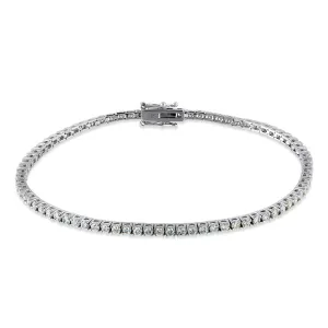 Solid 14k White Gold 2.0mm Diamond Bracelet