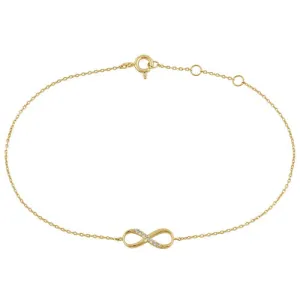 Solid 14K Yellow Gold CZ Infinity Bracelet