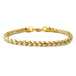 Solid Two-Tone Round Franco Bracelet (14K)