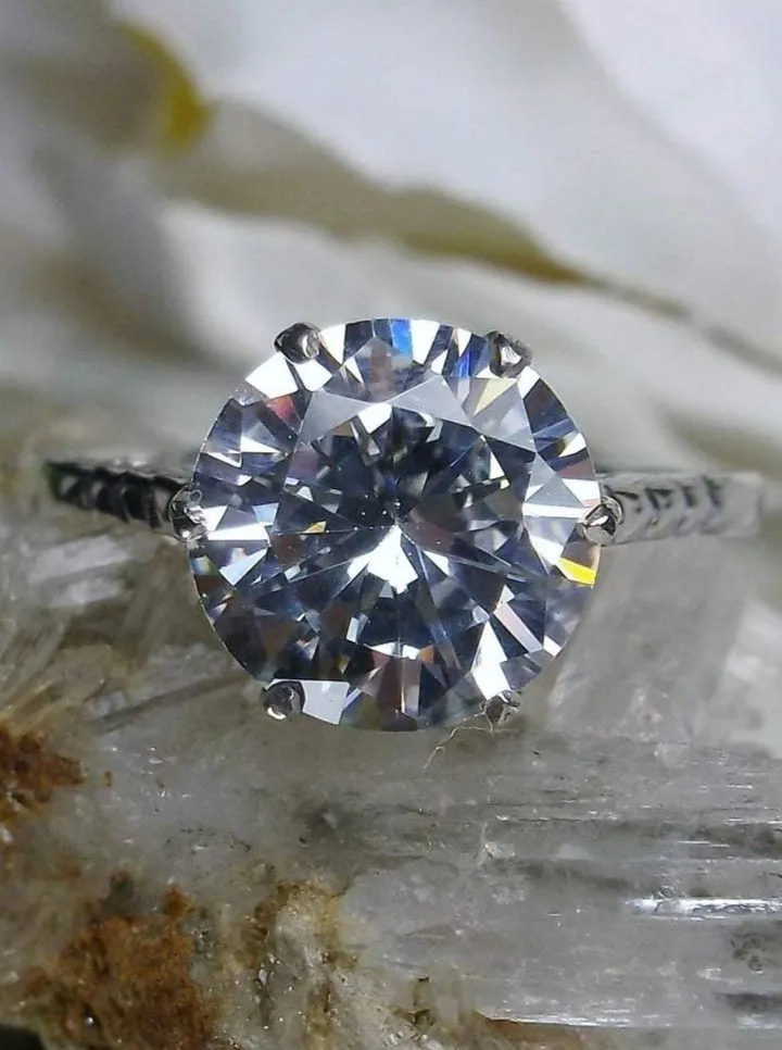 Solitaire Ring, White Cubic Zirconia (CZ) Classic Jewelry #D37