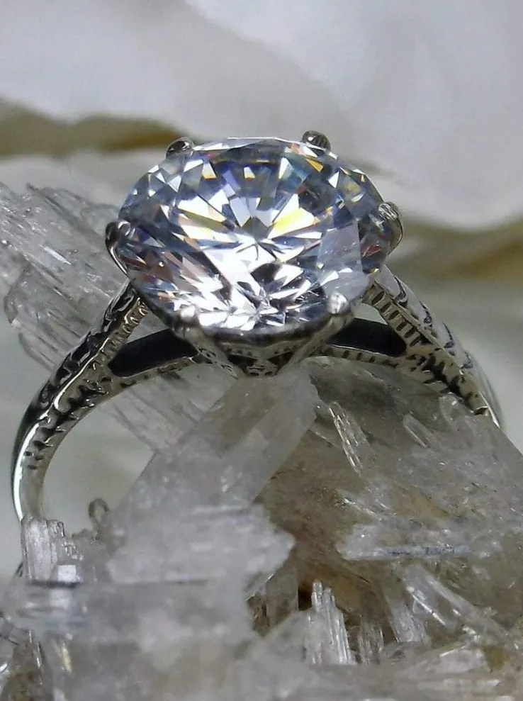 Solitaire Ring, White Cubic Zirconia (CZ) Classic Jewelry #D37