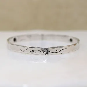 Sterling Rose Bangle Signed NYE
