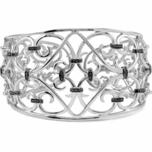 Sterling Silver 1/3 CT Pave Black Diamond Filigree Cuff Bracelet