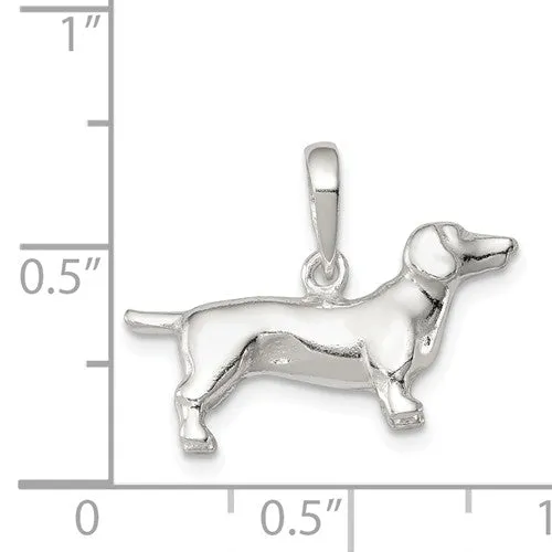 Sterling Silver 3D Dachshund Dog Pendant Charm