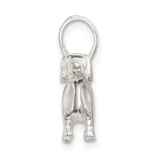 Sterling Silver 3D Dachshund Dog Pendant Charm