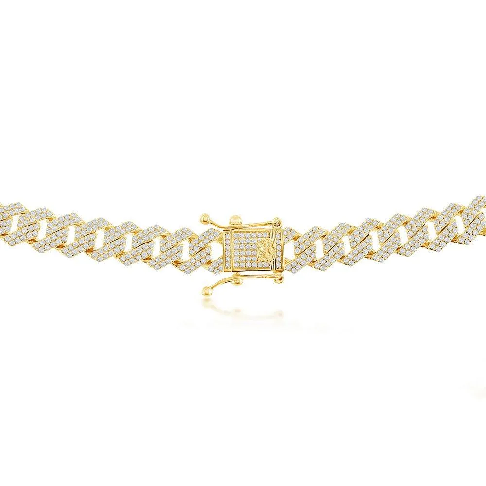 Sterling Silver 8mm Micro Pave Monaco Bracelet - Gold Plated 8"