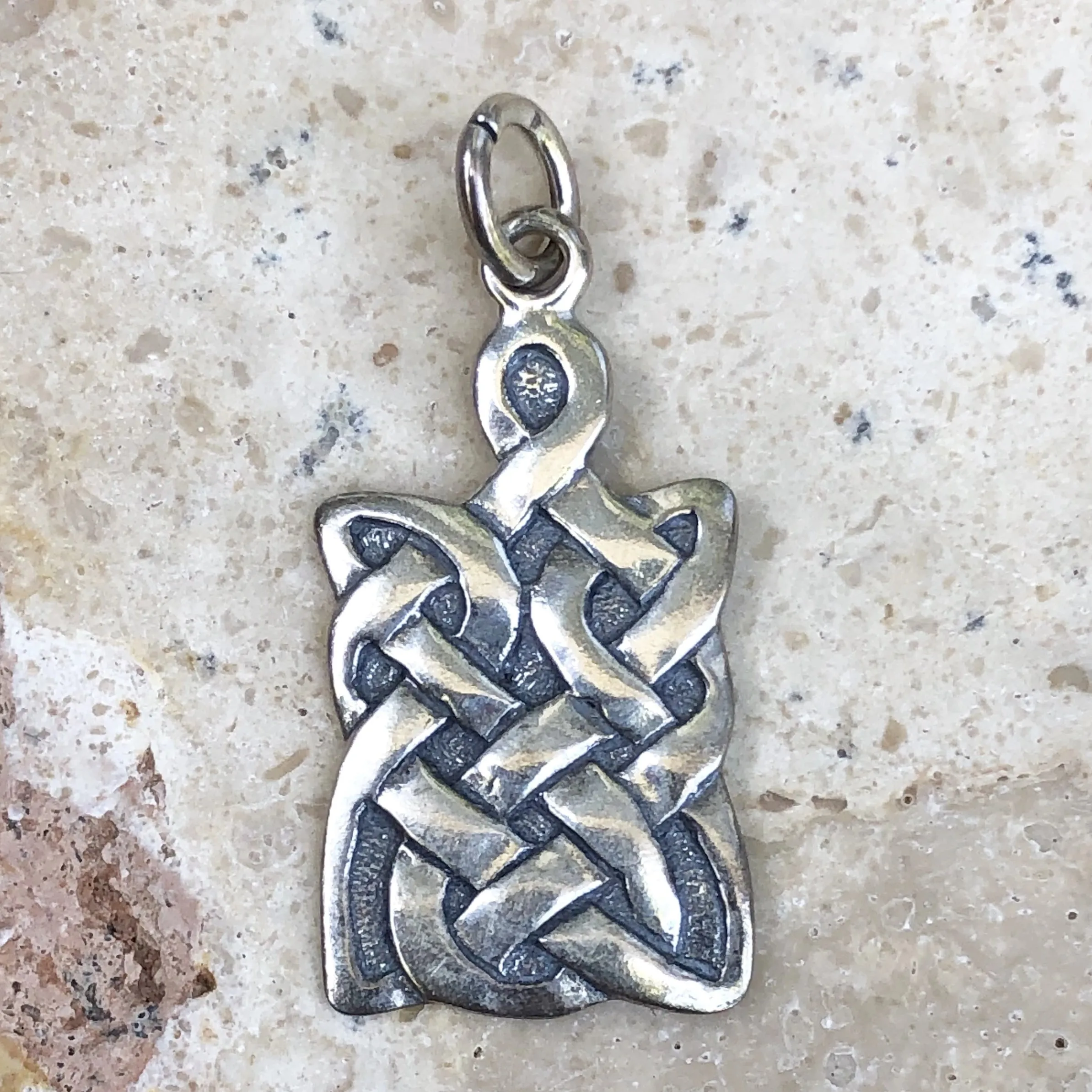 Sterling Silver Antiqued Rectangle Celtic Pendant Charm