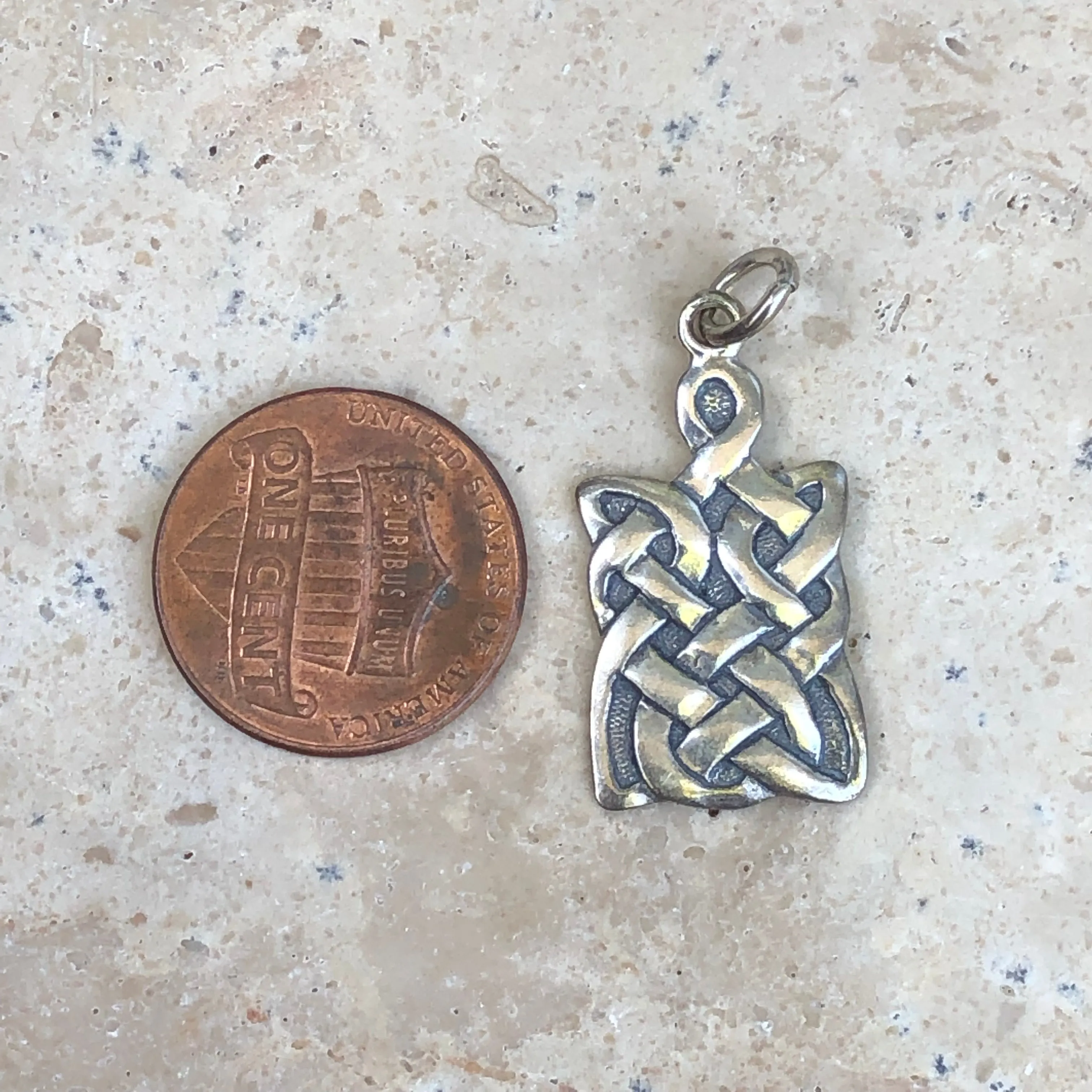 Sterling Silver Antiqued Rectangle Celtic Pendant Charm
