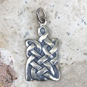 Sterling Silver Antiqued Rectangle Celtic Pendant Charm