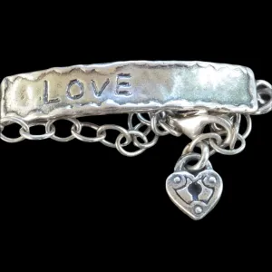 Sterling silver Bracelet . Engraved Love Bracelet.
