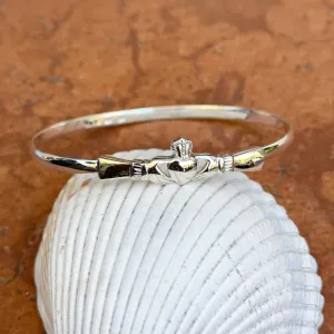 Sterling Silver Claddagh Design Bangle Bracelet